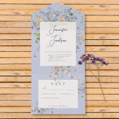 Delicate Boho Wildbloemen Periwinkle Geen diner All In One Uitnodiging