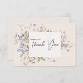 Delicate Boho Wildflower Cream Bruiloft Bedankkaart (Voorkant / Achterkant)