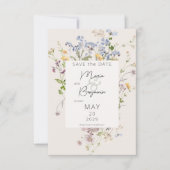 Delicate Boho Wildflower Cream Bruiloft Save The Date (Voorkant)