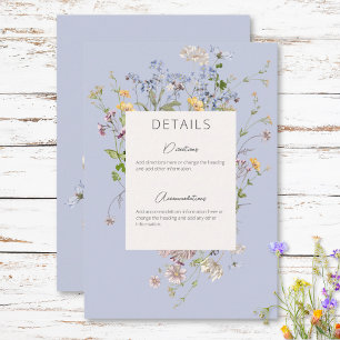 Delicate Boho Wildflower Periwinkle Details Informatiekaartje