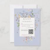 Delicate Boho Wildflower Periwinkle QR-code RSVP Kaartje (Voorkant)