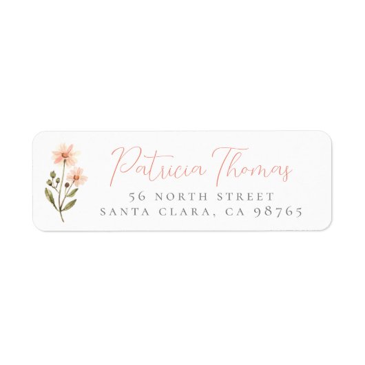 Delicate Boho Wildflower Script Retouradres Etiket (Voorkant)