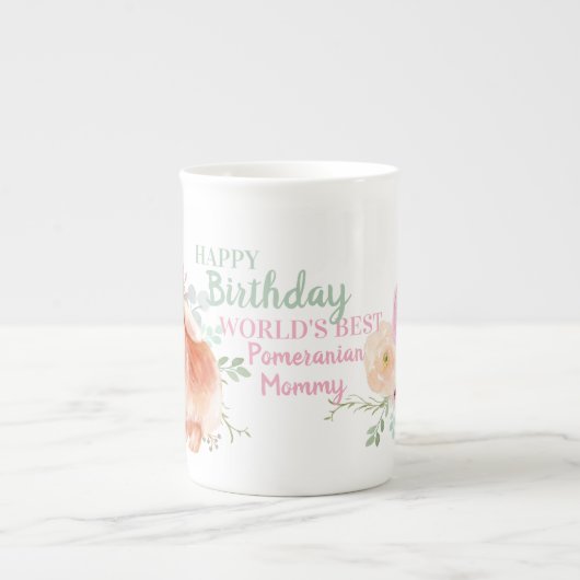 Delicate Bone China POMERANIAN Mama Verjaardag Mok (Voorkant)