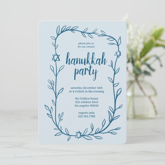 Delicate Botanical Chanoeka Party Ster van David Kaart (Staand voorkant)