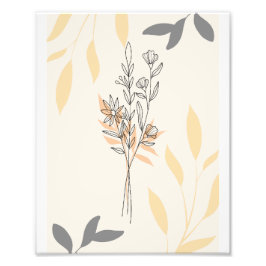 Delicate Botanical Line Art Bouquet Foto Afdruk