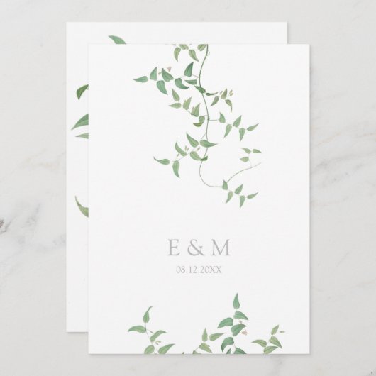 Delicate Botanical Wedding  Greenery Save The Date (Voorkant / Achterkant)