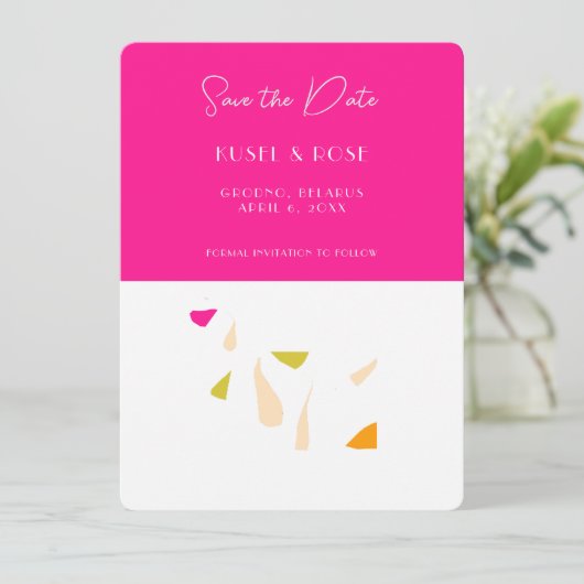 Delicate botanische flat opslaan de datum Kaart (Staand voorkant)