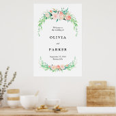 Delicate Bouquet Large Wedding Welcome Sign Poster (Keuken)