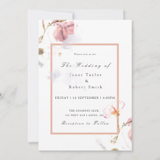 Delicate Bouquet met roze rand huwelijk Kaart