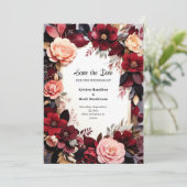 Delicate Bourgogne rustiek Save The Date (Staand voorkant)