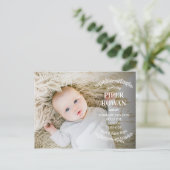 Delicate Branch Foto Geboorte Aankondiging Briefka (Staand voorkant)