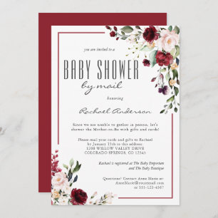 Delicate Burgundy Rozen Baby shower van Mail Kaart