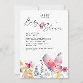 Delicate Butterflies en Wildbloemen Baby shower Kaart (Voorkant)
