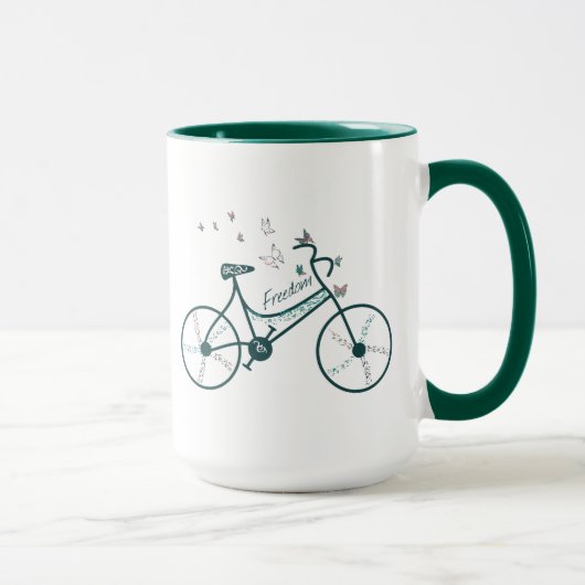 Delicate Butterflies Flowers en Freedom Bike fan Mok (Rechts)