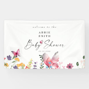 Delicate Butterflies Wildbloemen Wit Baby shower Spandoek