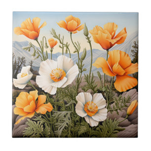 Delicate California Poppy Floral Tegeltje