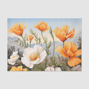 Delicate California Poppy Floral Tissuepapier