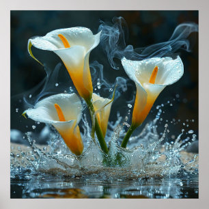 Delicate calla lelies poster