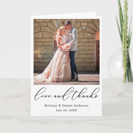 Delicate Calligraphie Amour et Merci Mariage Pold (Devant)