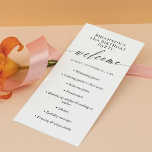 Delicate Calligraphy Birthday Party Programme Programma