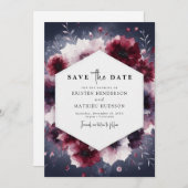 Delicate Calligraphy Bourgogne bruiloft Save The Date (Voorkant / Achterkant)