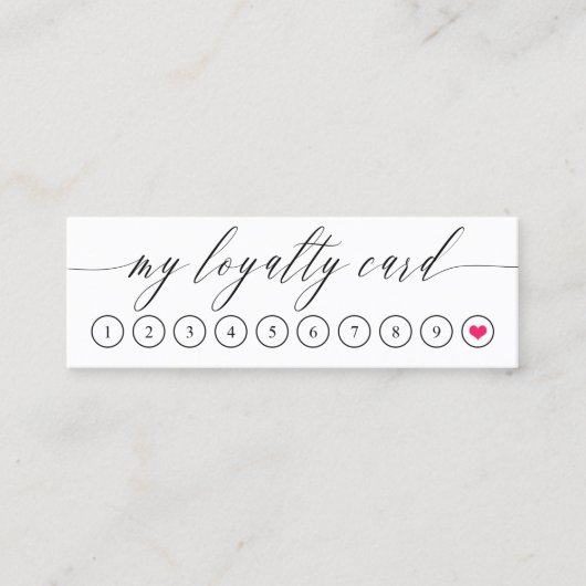Delicate Calligraphy Pink Heart Loyalty Kaart (Voorkant)