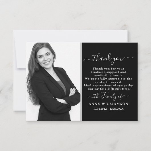 Delicate Calligraphy Script Funeral Hartelijk dank Bedankkaart (Voorkant)