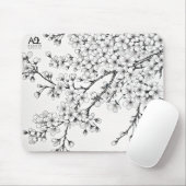 Delicate Cherry Blossom Art in Monochrome Muismat (Met muis)