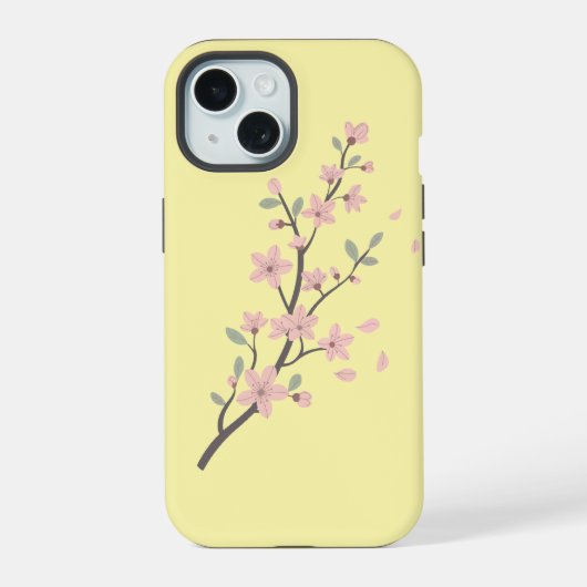 Delicate Cherry Blossom Branch Illustration iPhone 15 Hoesje (Achterkant)