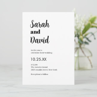 Delicate chic moderne zwart-wit bruiloft kaart