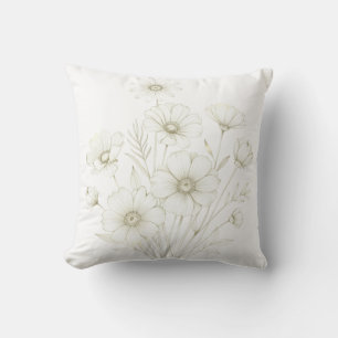 Delicate Cosmos Boeket Lijn Kunst Gratie Kussen
