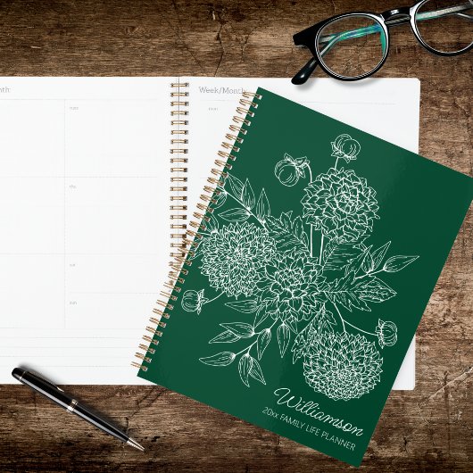 Delicate Country Flower Line Illustration Planner