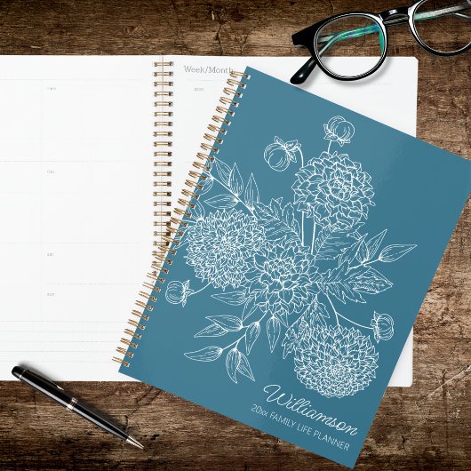 Delicate Country Flower Line Illustration Planner