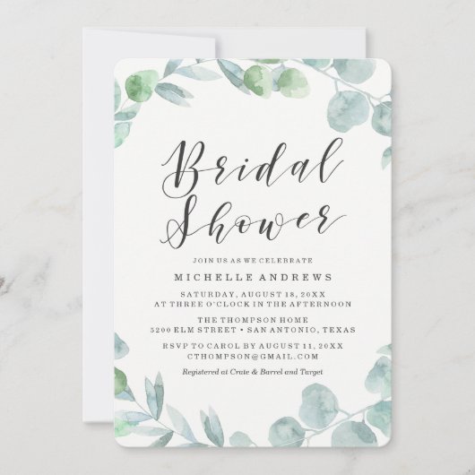 Délicate couronne | Invitation de douche nuptiale (Devant)