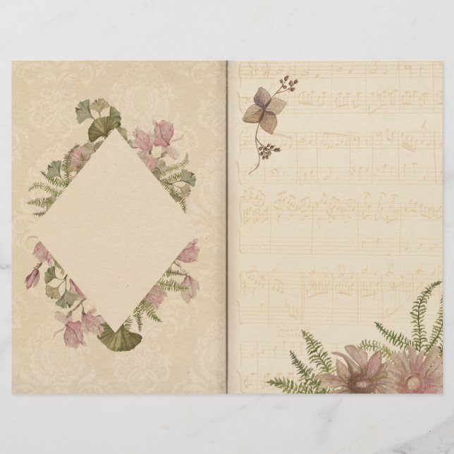 Delicate Cream Floral Journal Scrapbook Paper (Voorkant)
