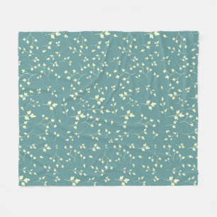 Delicate Crème Bladeren Stof Teal Botanisch Patroo Fleece Deken