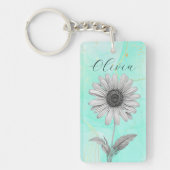 Delicate Custom Mint Blue Daisy Flower Sleutelhanger (Voorkant)