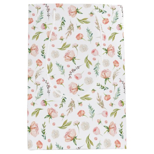 Delicate, Dainty Feminine Pink Floral Medium Cadeauzakje (Voorkant)