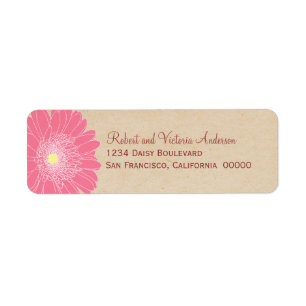 Delicate Daisies Return Address Labels, Roze Etiket