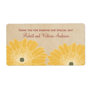 Delicate Daisies Wedding Labels, geel Etiket