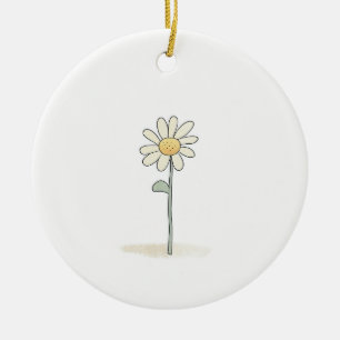 Delicate Daisy Illustration - Eenvoudige Zoete Blo Keramisch Ornament