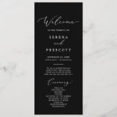 Delicate Dark Black Calligraphy Wedding Programme Programma (Voorkant)