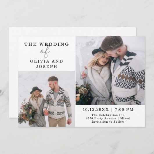 Délicate| Deux Faire-part de mariage photo (Devant / Derrière)