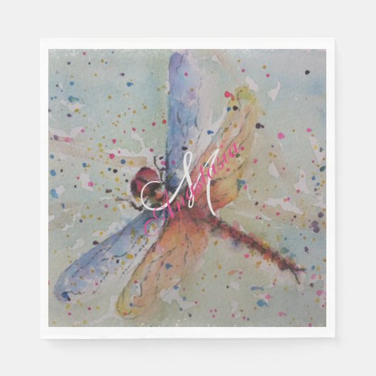 DELICATE DRAGON FLY MONOGRAM PARTY SERVET (Voorkant)