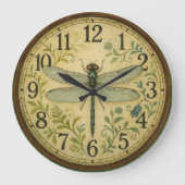 Delicate dragonfly artwork insect art garden style grote klok (Voorkant)