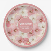 Delicate dusty rose and gold floral paper plates papieren bordje (Voorkant)