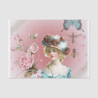 Delicate Edwardiaanse Roos Motief voor Decoupage P Tissuepapier