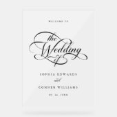 Delicate Elegant Script Huwelijk Welkom Frosted Acryl Bord (Voorkant)