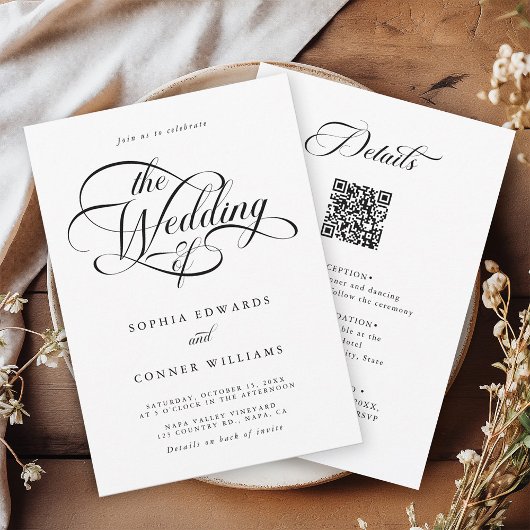 Delicate Elegant Script Trouwen Alles in één Kaart