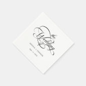Delicate Elegant Script Trouwen Zwart & Wit Servet (Hoek)